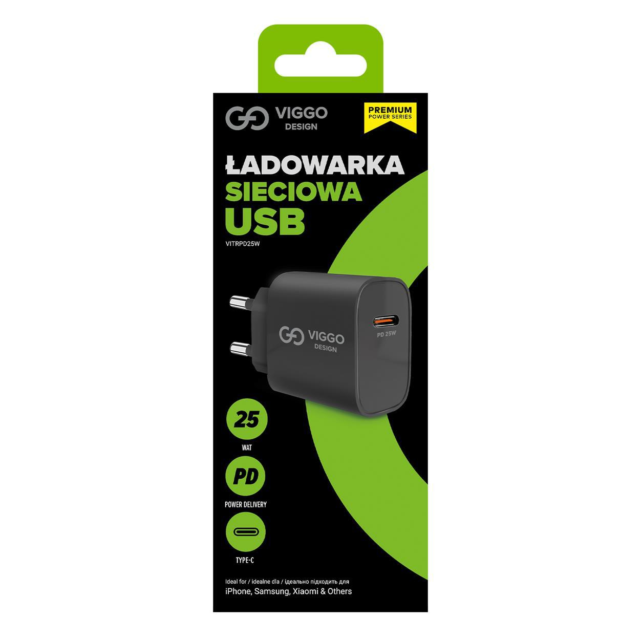 VIGGO DESIGN Ładowarka Sieciowa VIGGO PREMIUM 25W czarna