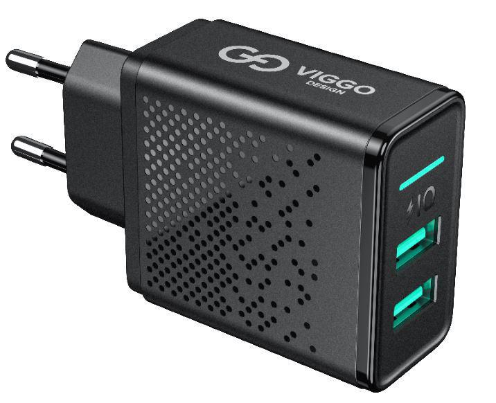 VIGGO DESIGN 2xUSB 3.4A Czarna