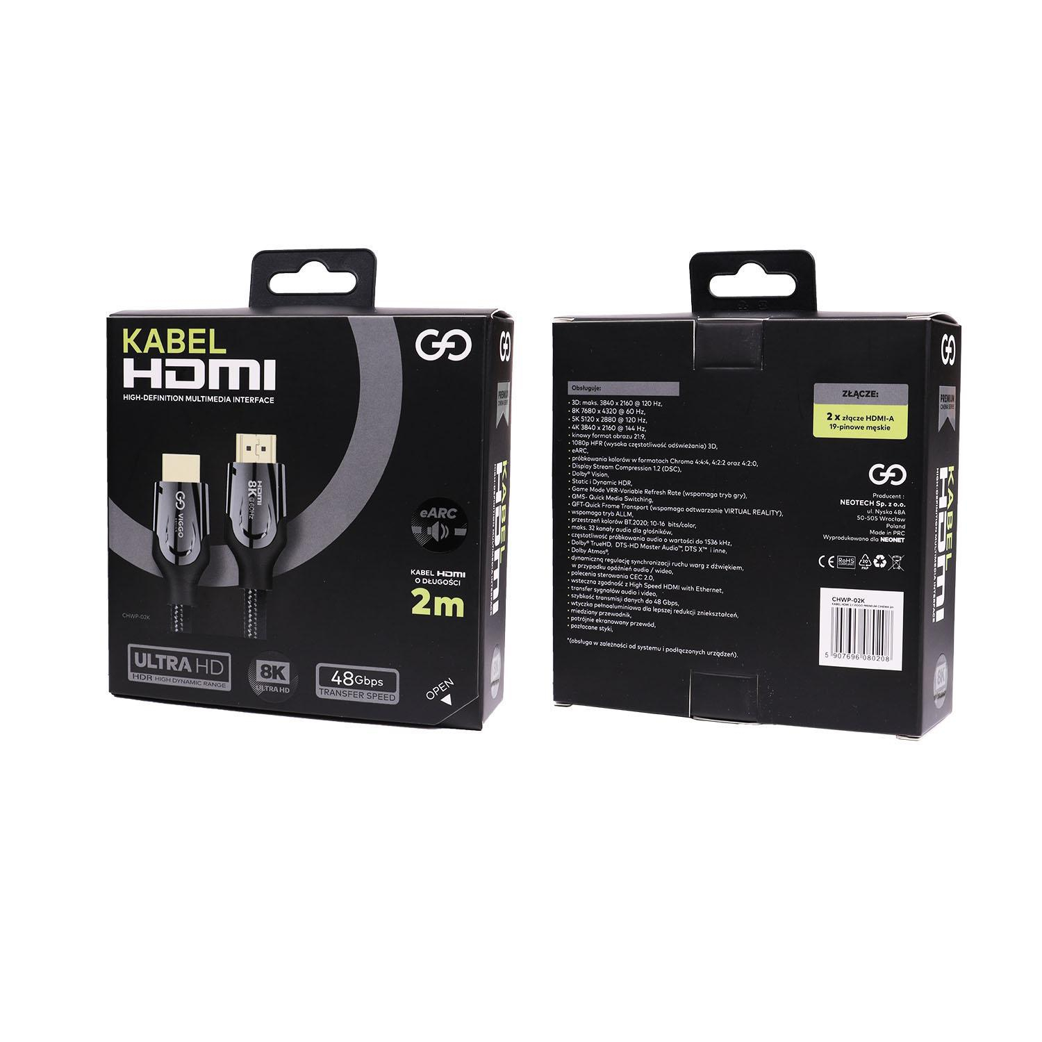 VIGGO DESIGN KABEL HDMI 2.1 VIGGO PREMIUM CINEMA 2m ^