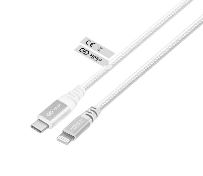 VIGGO DESIGN USB-C - Lightning MFI PREMIUM 1m w oplocie biały