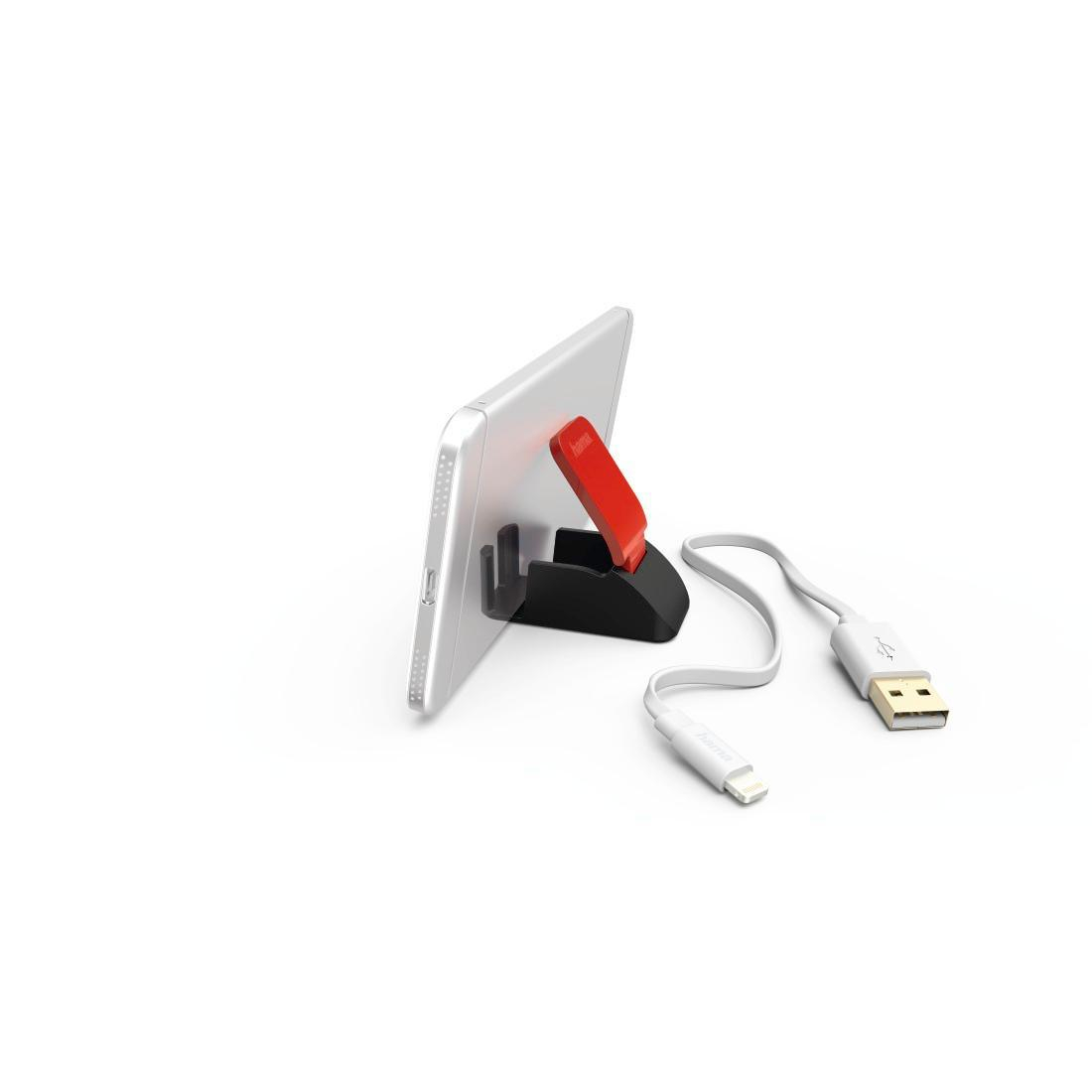 Hama USB-Lightning 0.2m MFI biały + uchwyt