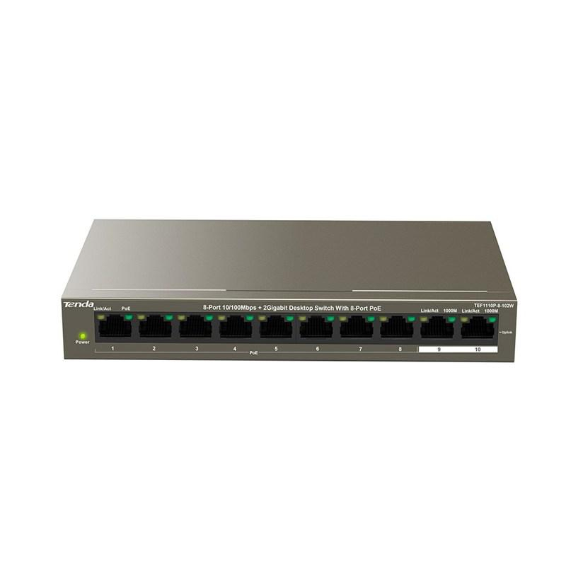 Tenda TEF1110P-8-102W 8-portowy PoE Fast Ethernet + 2 porty Data G