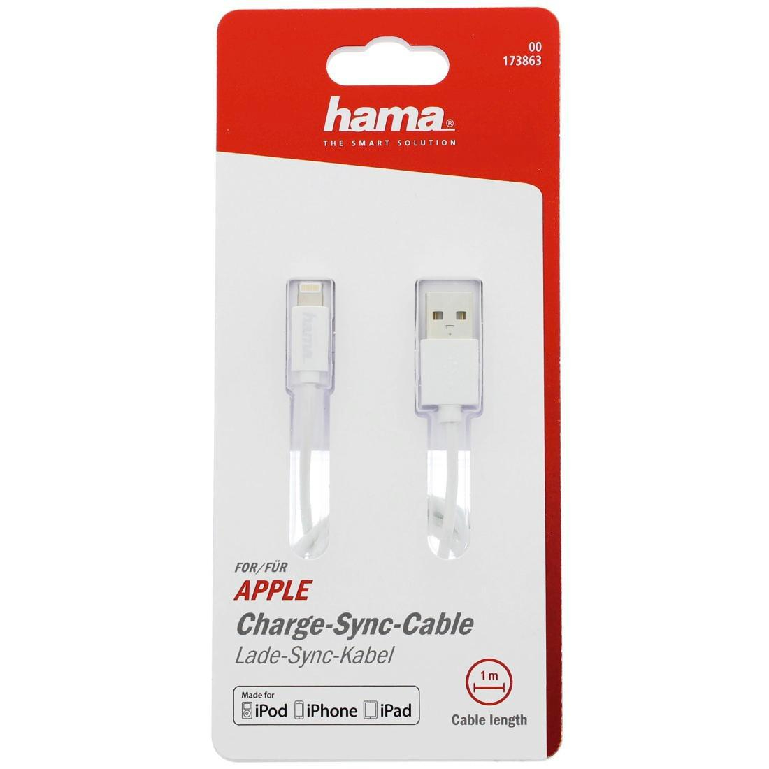 Hama USB-Lightning 1m MFI bialy