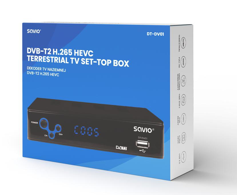 SAVIO TUNER DVB-T2 SAVIO DT-DV01 H.265 HEVC