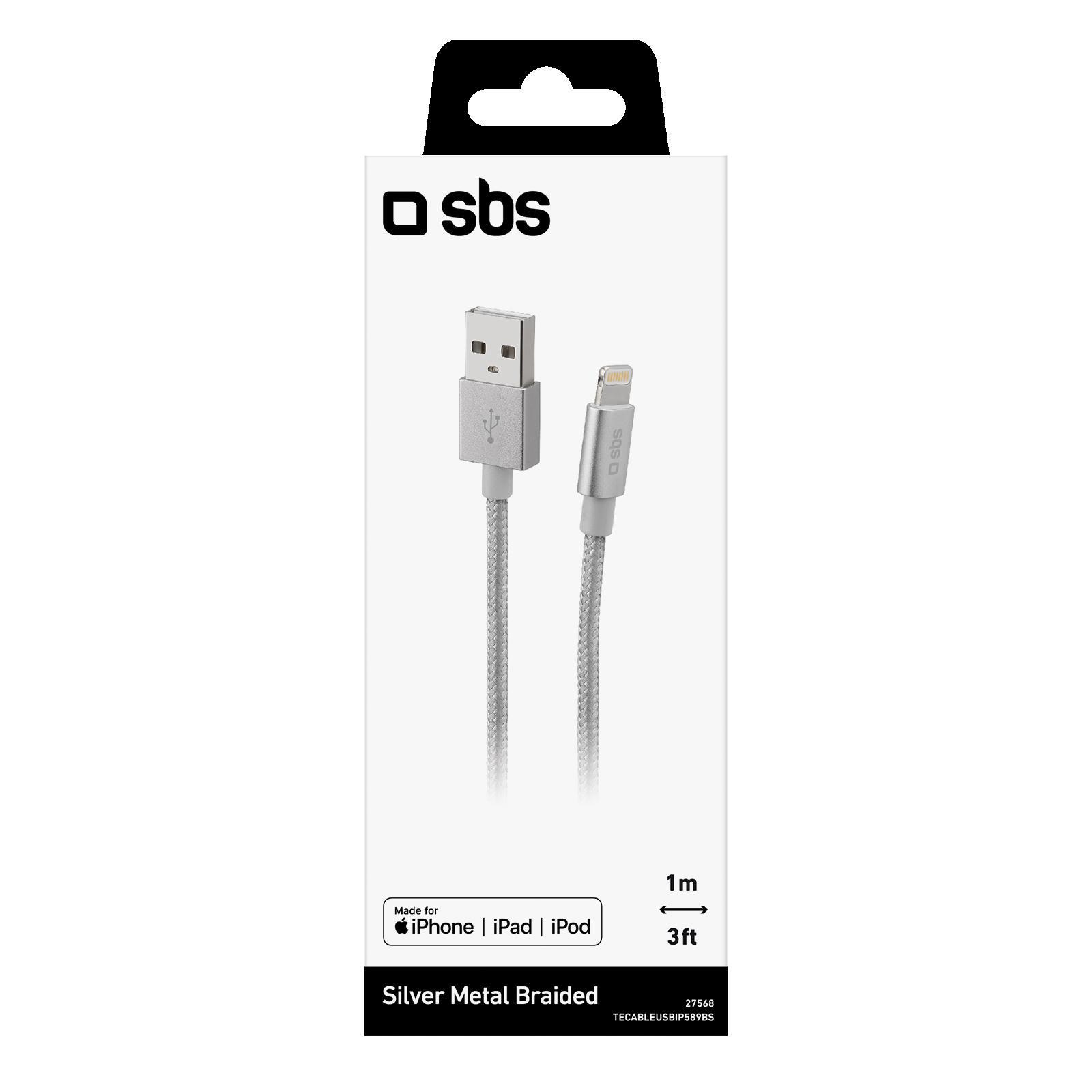 SBS Kabel USB-Lightning SBS MFI C-89 1m w otulinie srebrny