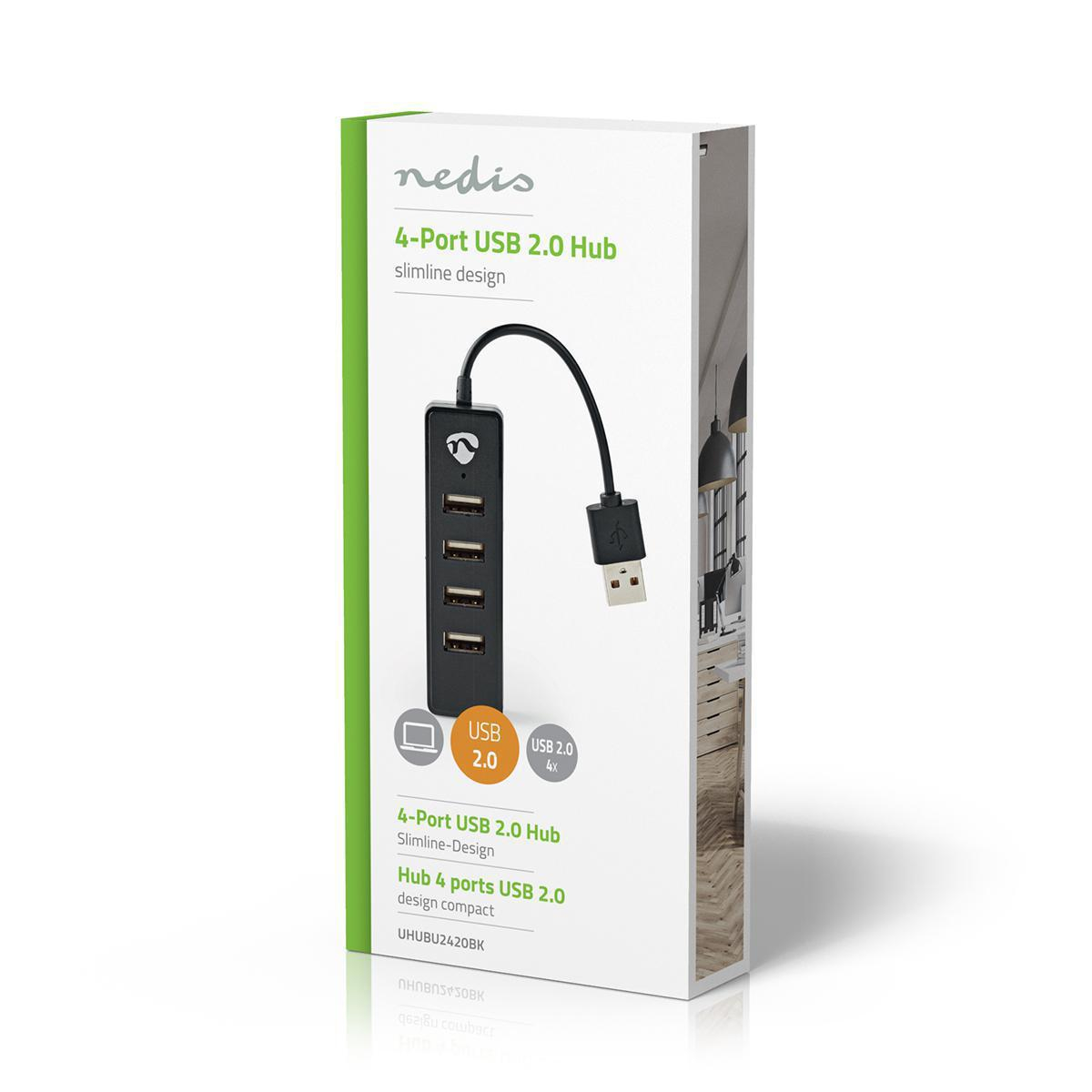 NEDIS HUB NEDIS 2.0 4 PORT Czarny