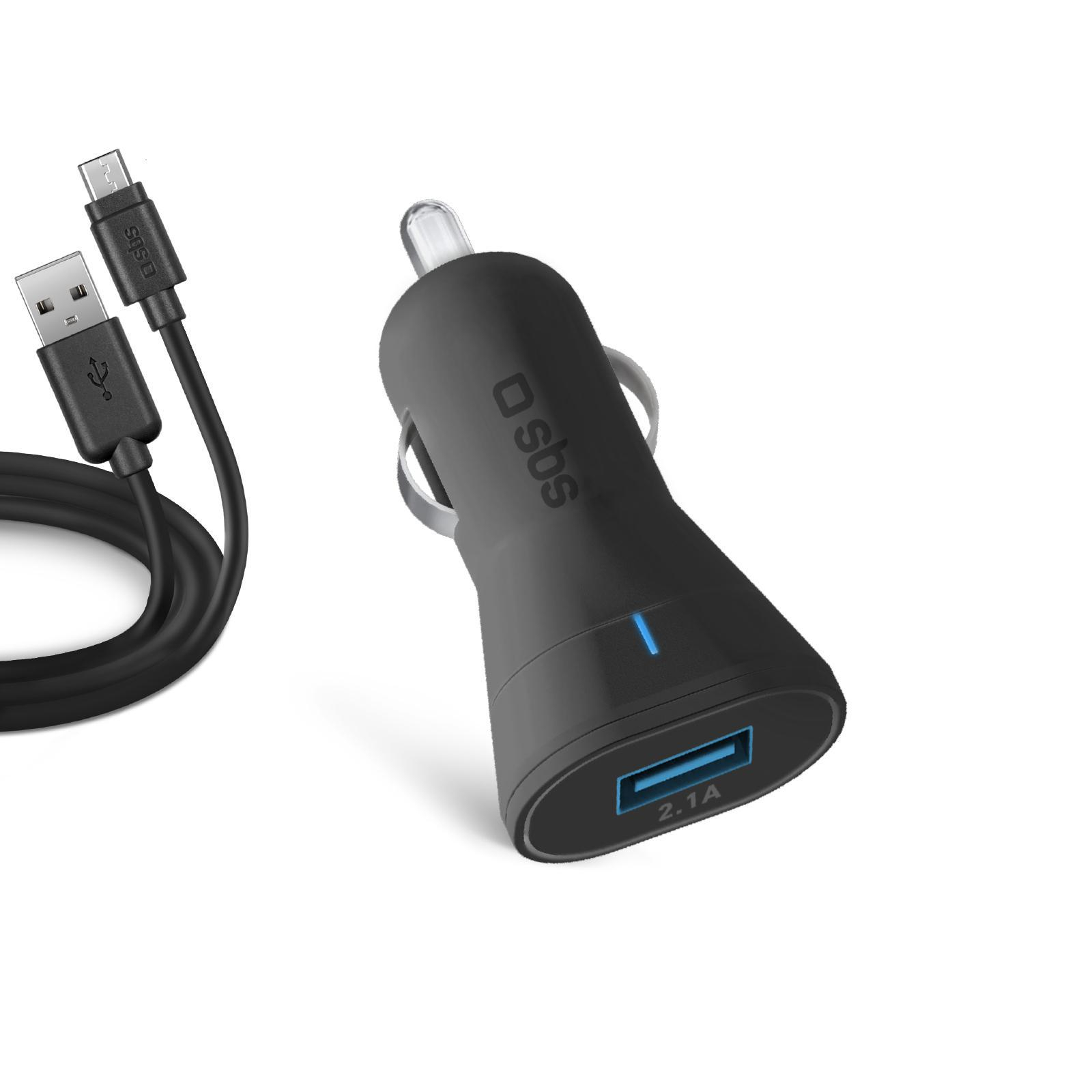 SBS Ładowarka Samochodowa SBS 2.1A 1xUSB FC + kabel microUSB 1M