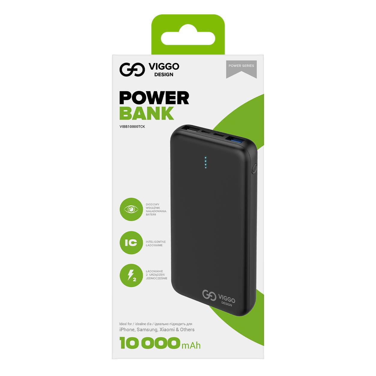 VIGGO DESIGN POWERBANK VIGGO 10.000 mAh USB-C Czarny