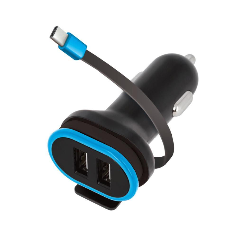 Forever Ładowarka samochodowa Forever CC-02 2xUSB 3A + kabel USB-C