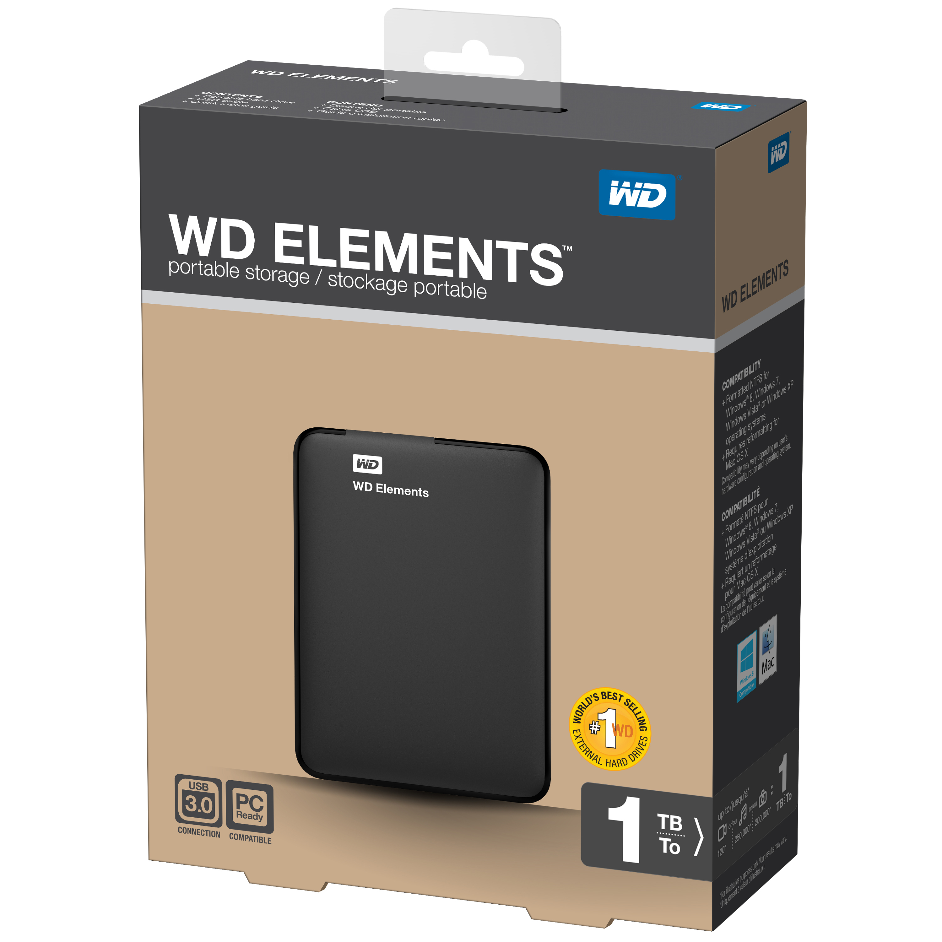 WD ELEMENTS 1TB WDBUZG0010BBK BLACK