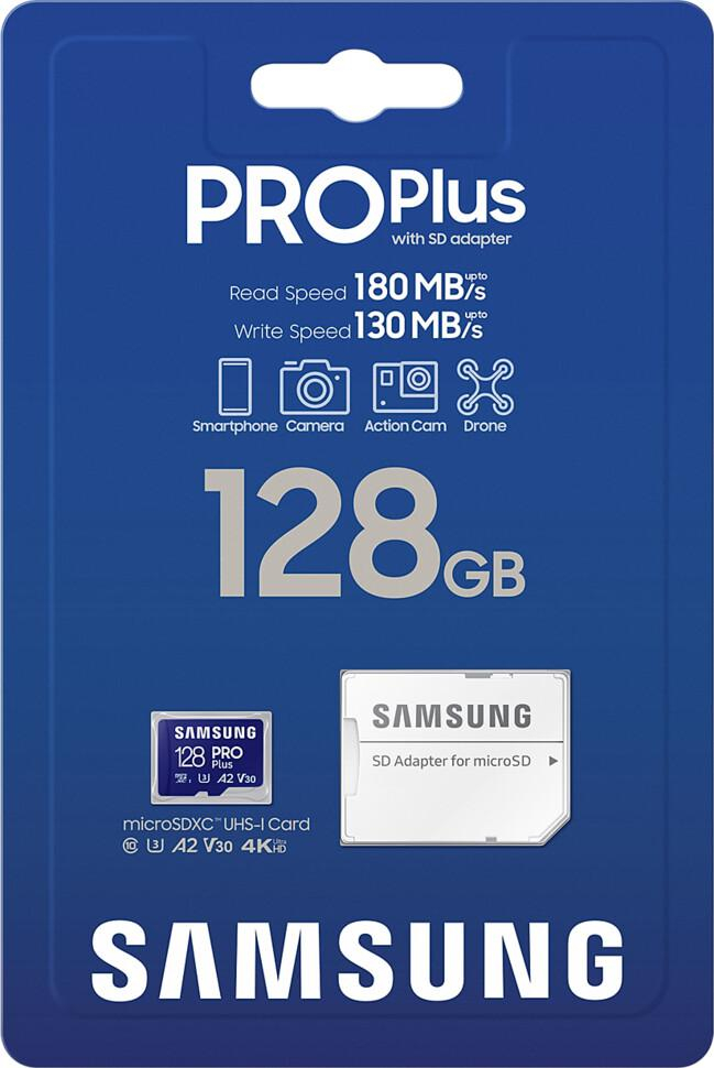 Samsung PRO Plus microSD 128GB z adapterem 180MB/s