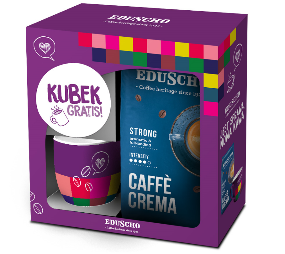 Tchibo Kawa ziarnista EDUSCHO Caffe Crema Strong 1 kg + kubek