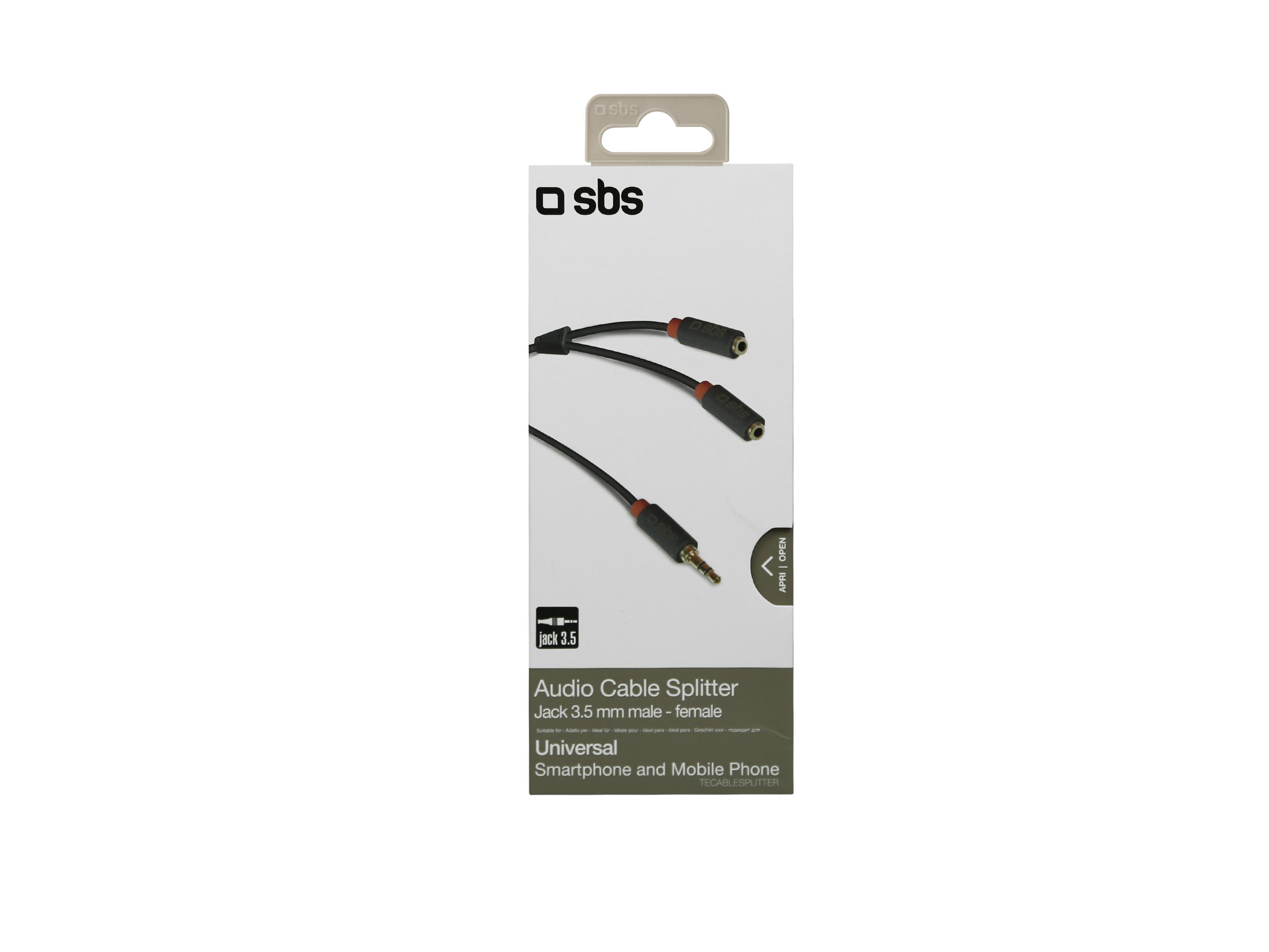 SBS Kabel Audio SBS Jack 3,5 - 2xJack 3,5 (żeńskie) 20 cm Czarny