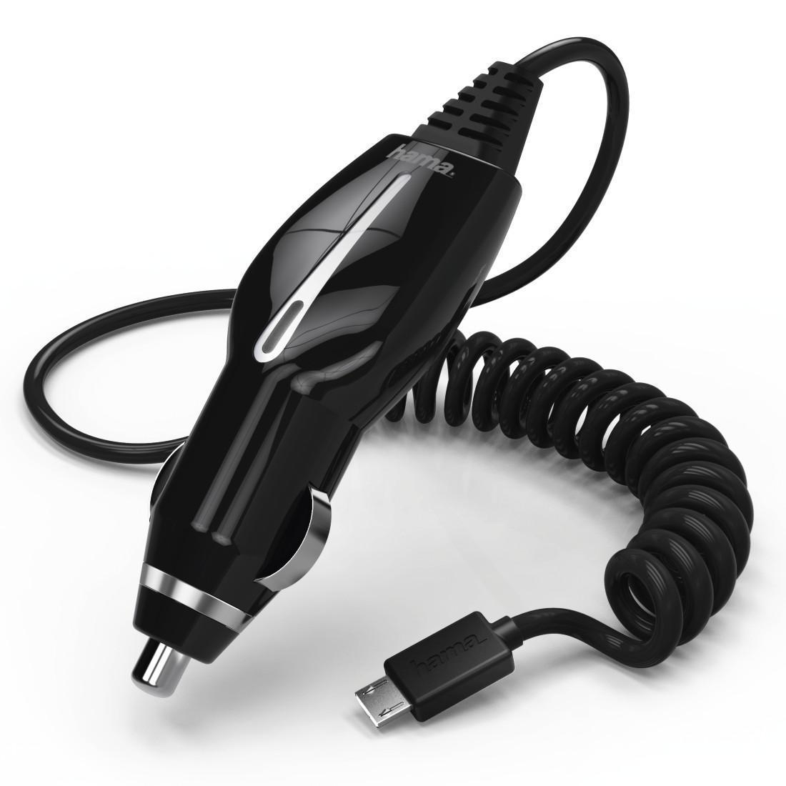 Hama Ładowarka samochodowa HAMA z kablem spiralnym microUSB 1,2A
