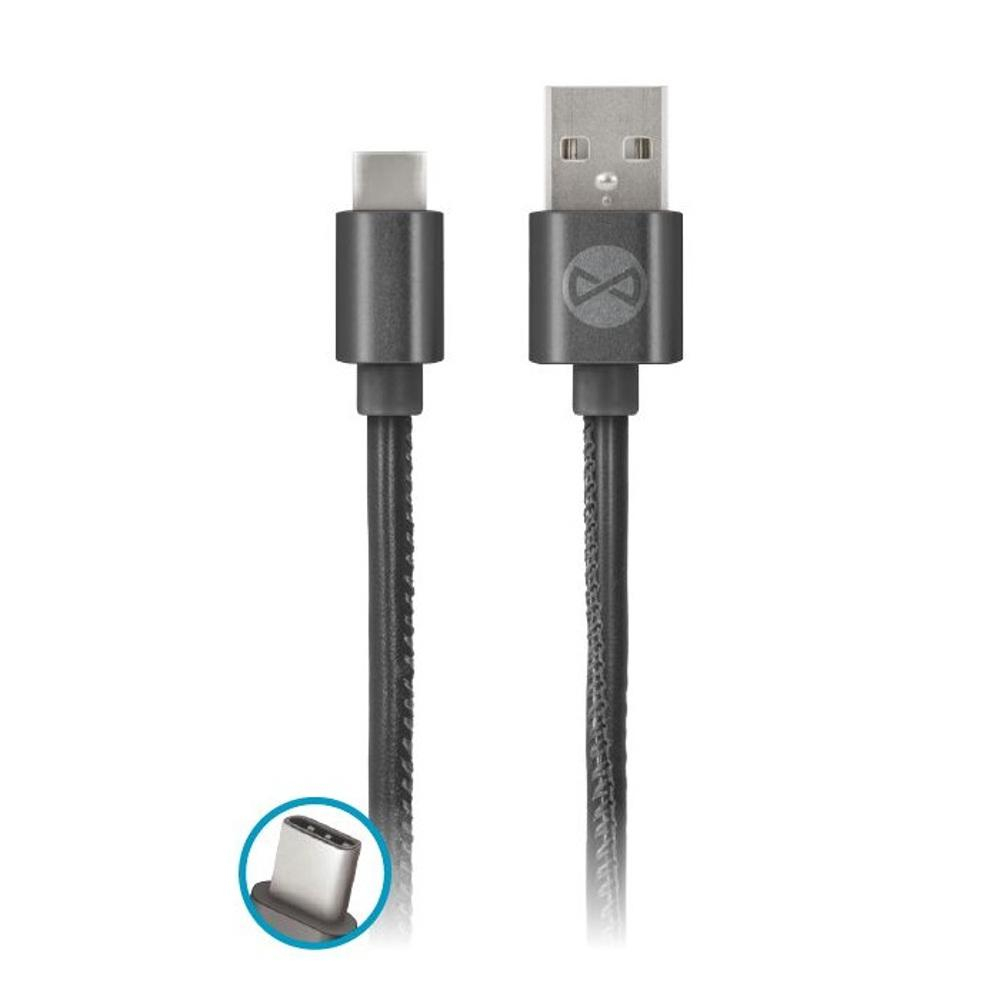 Forever Kabel USB - USB-C 1M FOREVER skóra czarny #
