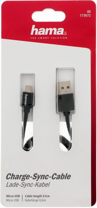 Hama KABEL USB-microUSB 0.6M HAMA czarny