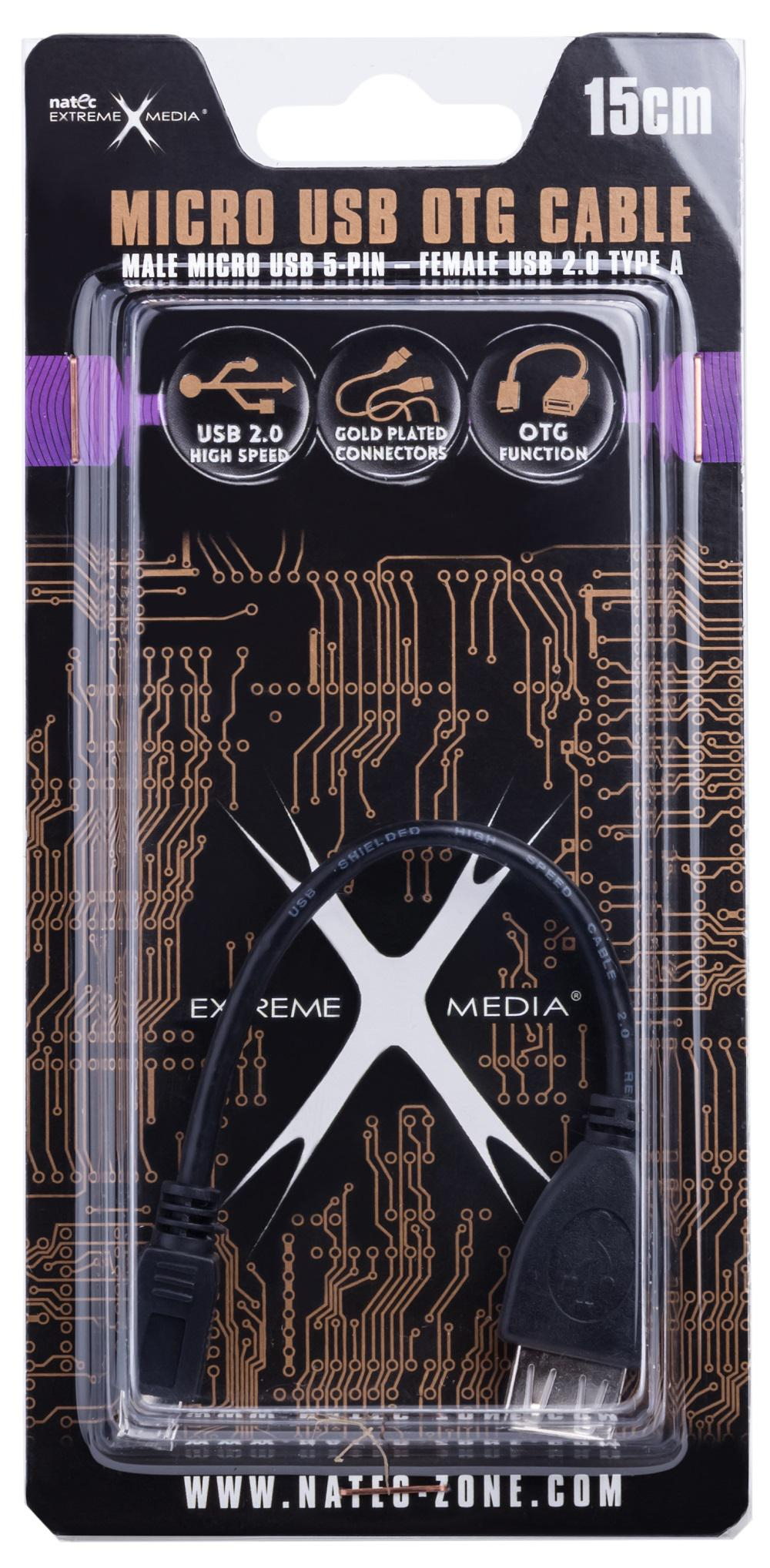 Natec KABEL USB MICRO BM->AF USB 2.0 15CM OTG 15CM