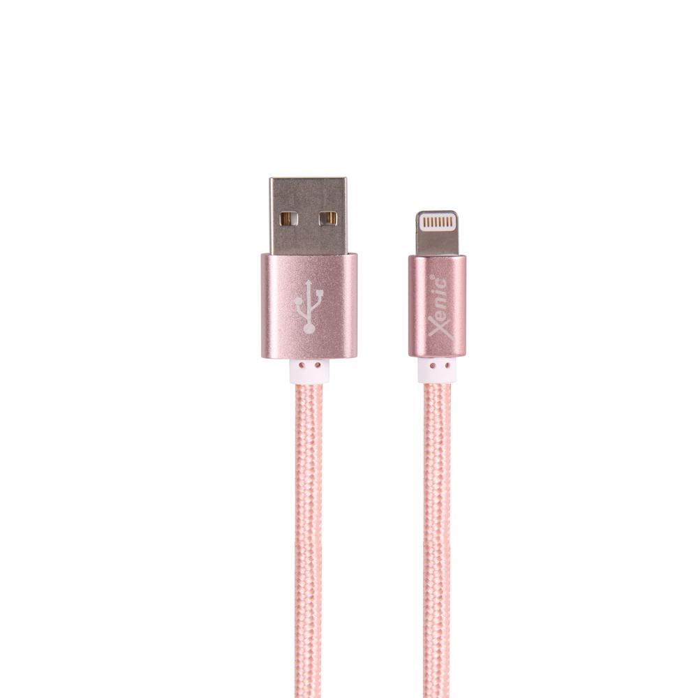 XENIC Kabel USB-Lightning Xenic PREMIUM 1m w oplocie różowy