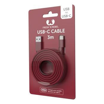 Fresh N Rebel Kabel USB - USB-C 3m Ruby Red