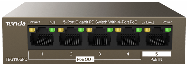 Tenda TEG1105PD 4-porty PoE Gigabit Ethernet PD-30W