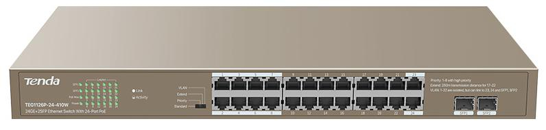 Tenda TEG1126P-24-410W PoE 24-porty 410W Gigabit Ethernet