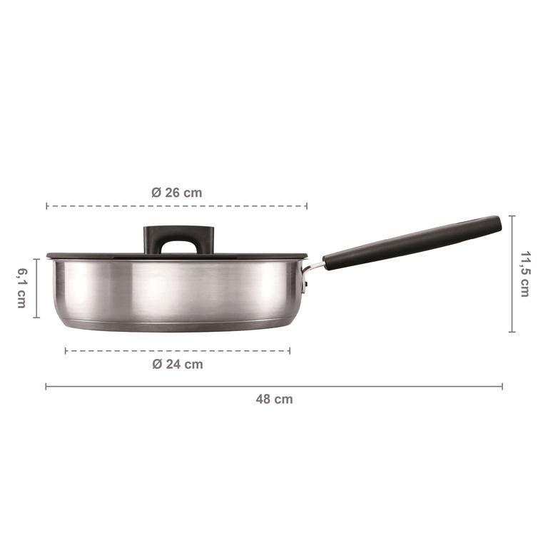Fiskars Patelnia szefa kuchni 26 cm/2,8 l z pokrywką HARD FACE STEEL