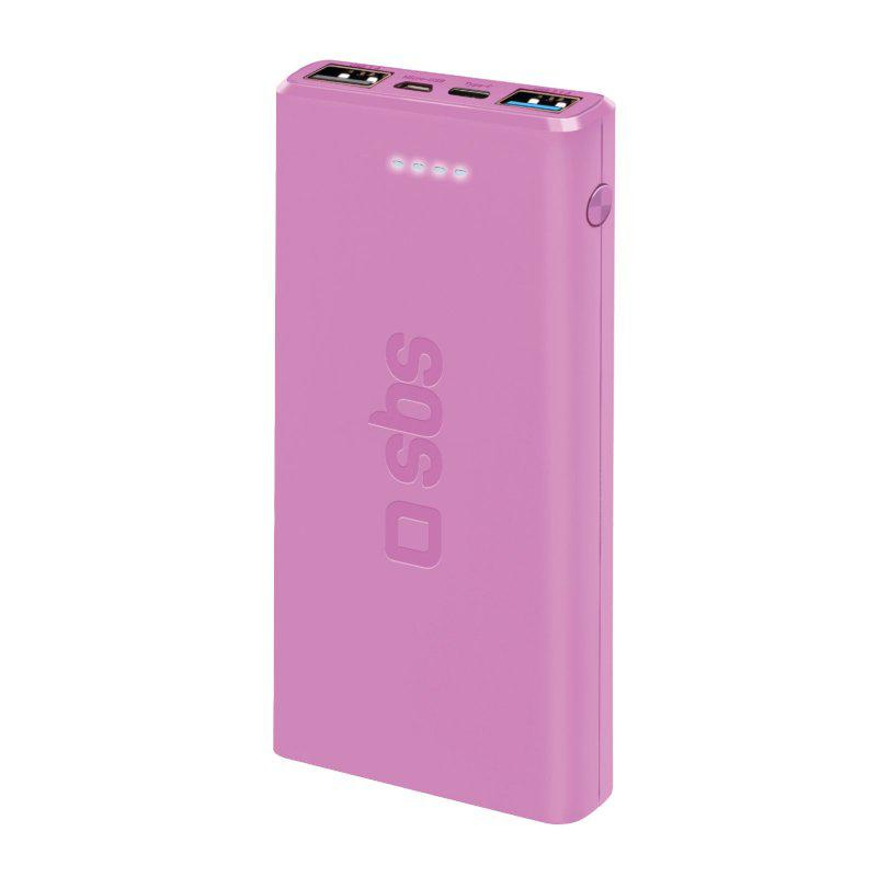 SBS POWERBANK SBS 10.000 mAh 10W 1xUSB-C 2xUSB Różowy #