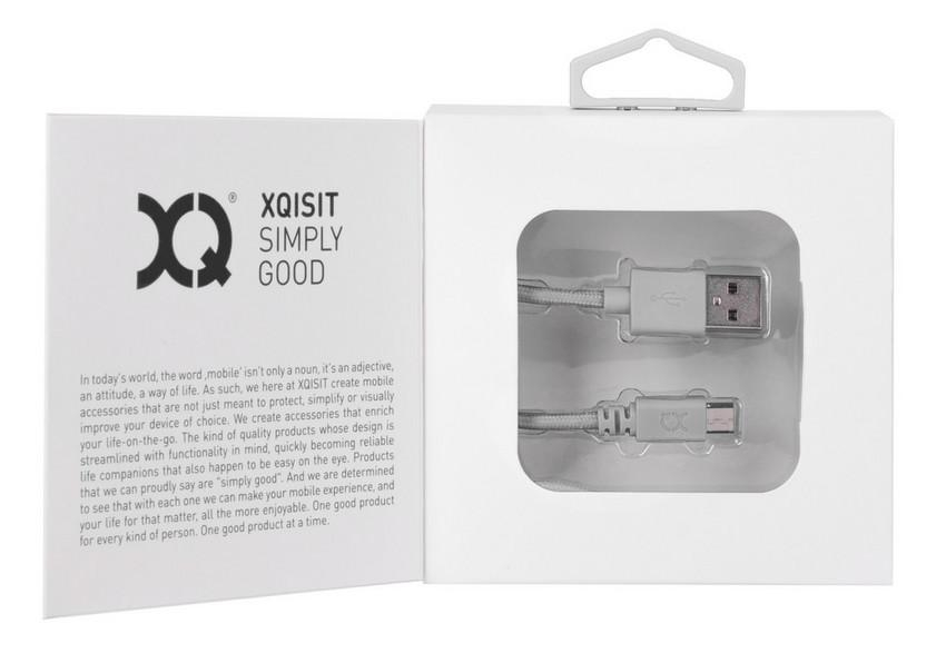 Xqisit KABEL USB-microUSB XQISIT 1.8m biały w oplocie #