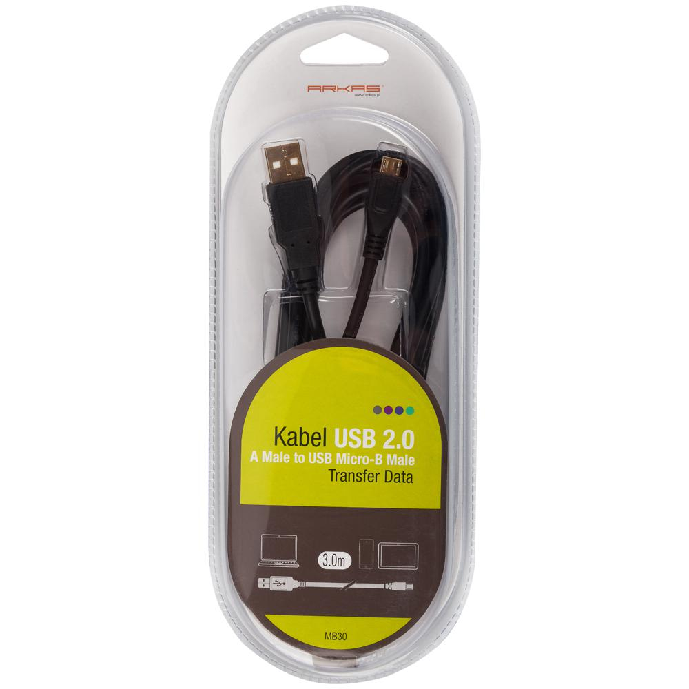 Arkas KABEL USB - microUSB 3M ARKAS czarny