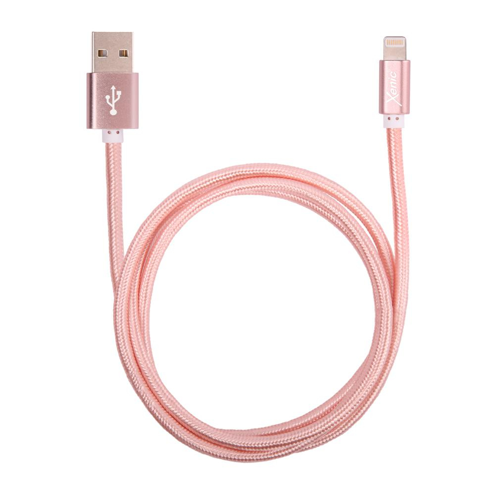 XENIC Kabel USB-Lightning Xenic PREMIUM 1m w oplocie różowy