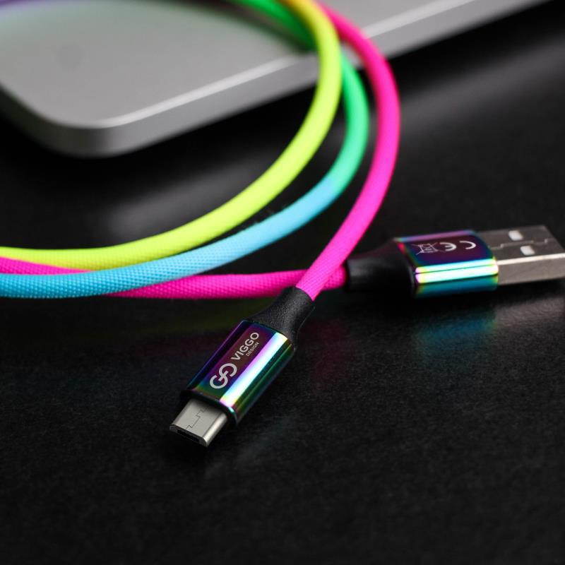 VIGGO DESIGN Kabel USB-microUSB VIGGO 1m Tęczowy