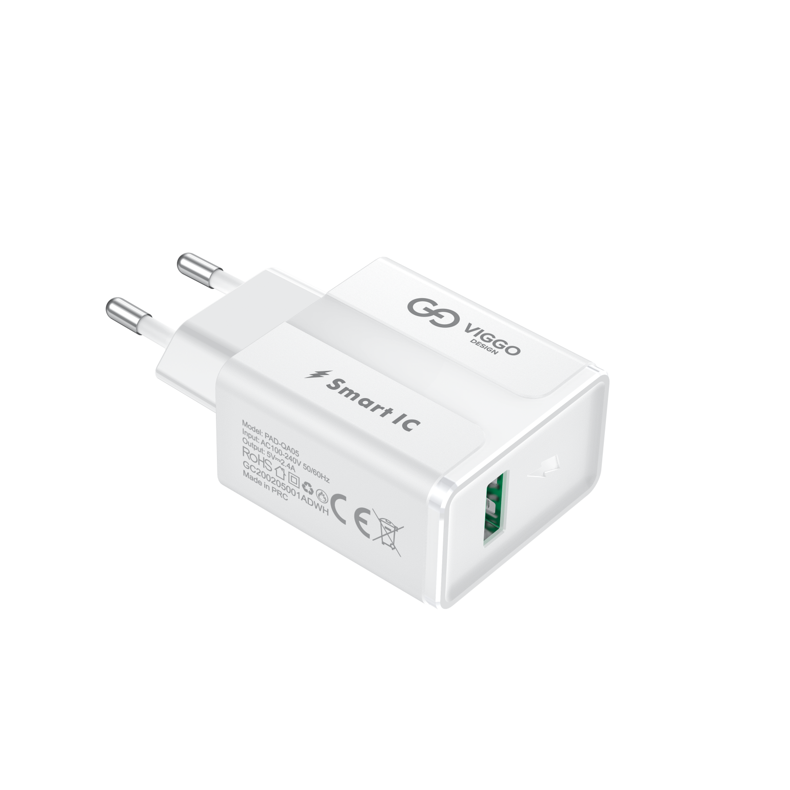 VIGGO DESIGN 1xUSB 2.4A Biała