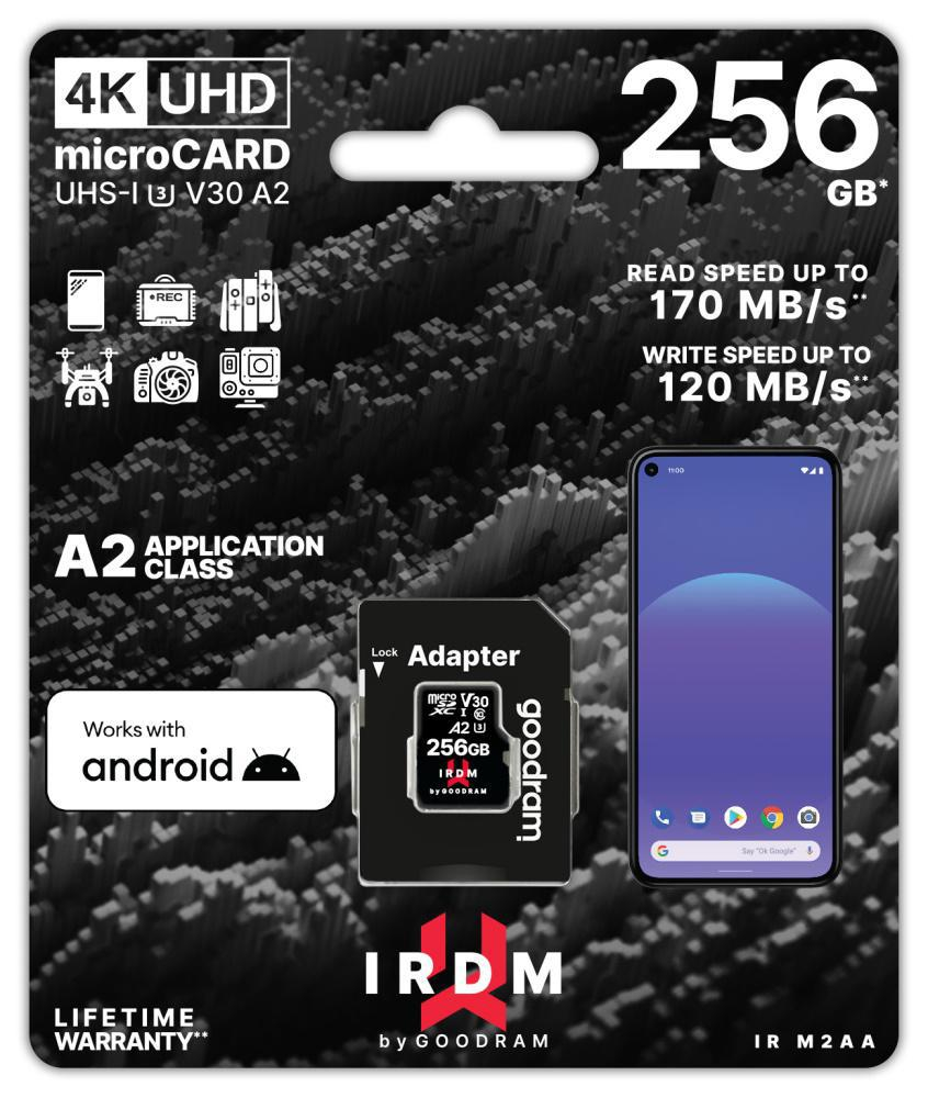 GOODRAM 256GB microSDXC IRDM 170MB/s UHS-I U3 V30 A2
