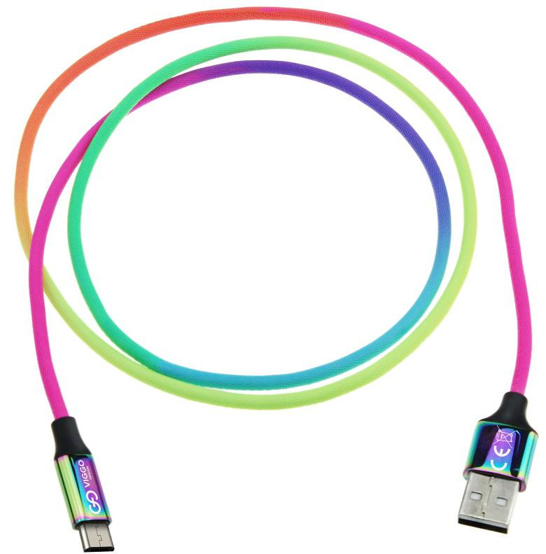 VIGGO DESIGN Kabel USB-microUSB VIGGO 1m Tęczowy