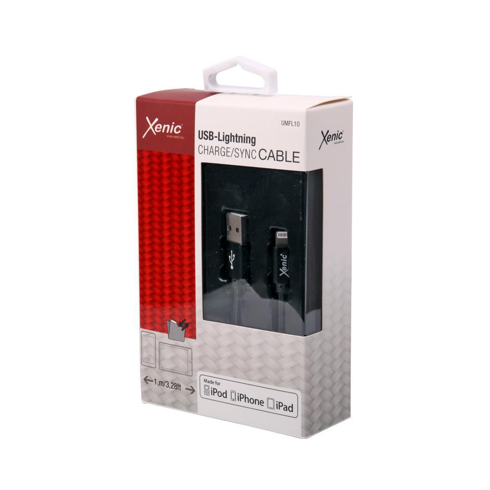 XENIC Kabel USB-Lightning Xenic PREMIUM 1m w oplocie czarny