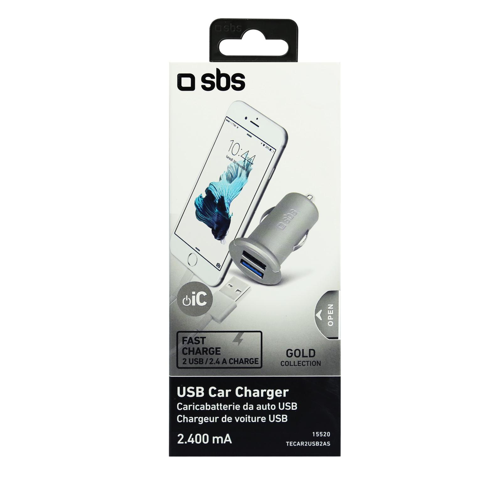 SBS Ladowarka Samochodowa SBS 2.4 A 2 USB Srebrna