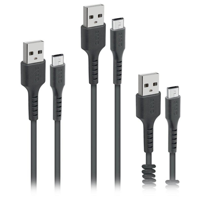 SBS Zestaw 3 kabli USB-microUSB SBS czarny #