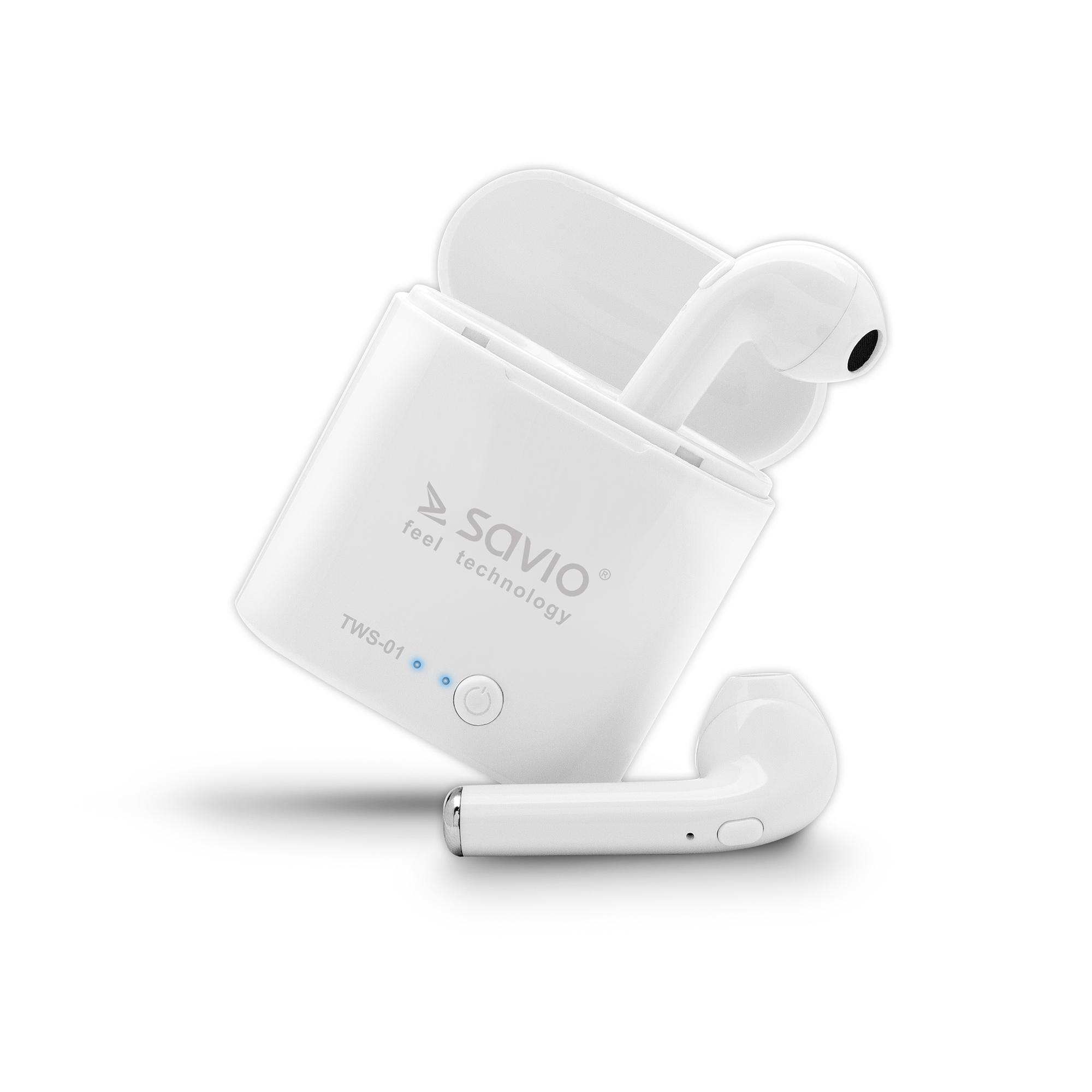 SAVIO SŁUCHAWKI DOUSZNE TWS SAVIO TWS-01 Białe #