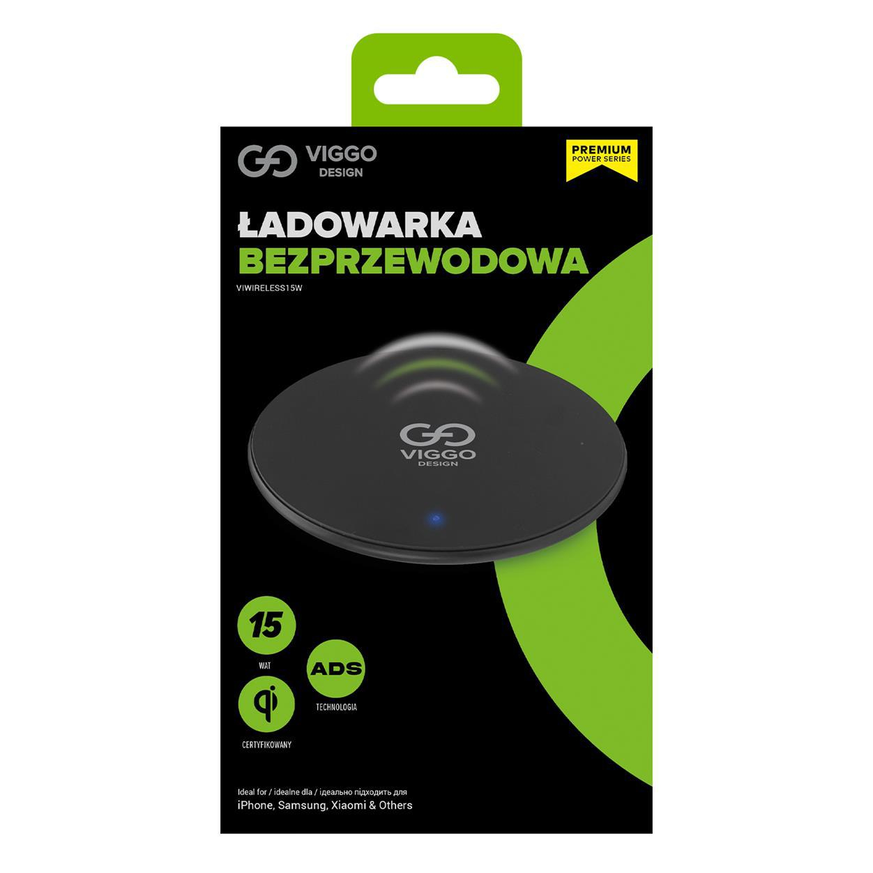 VIGGO DESIGN Ładowarka bezprzewodowa VIGGO PREMIUM 15W czarna