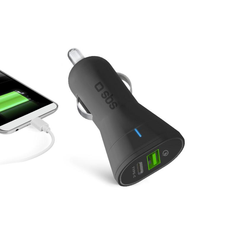 SBS Samochodowa SBS QC 3.0 1xUSB 1xUSB-C czarna