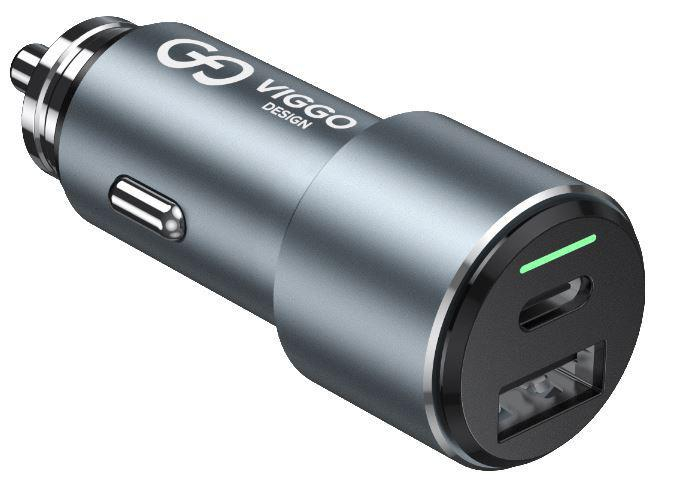 VIGGO DESIGN PREMIUM 1xUSB 1xUSB-C 18W PD Szara