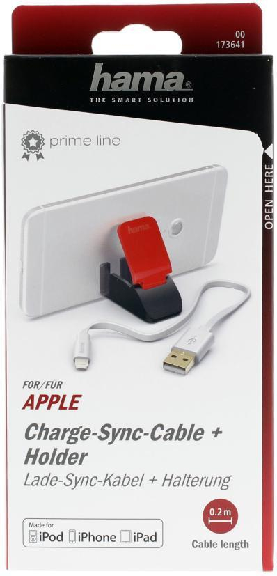 Hama USB-Lightning 0.2m MFI biały + uchwyt
