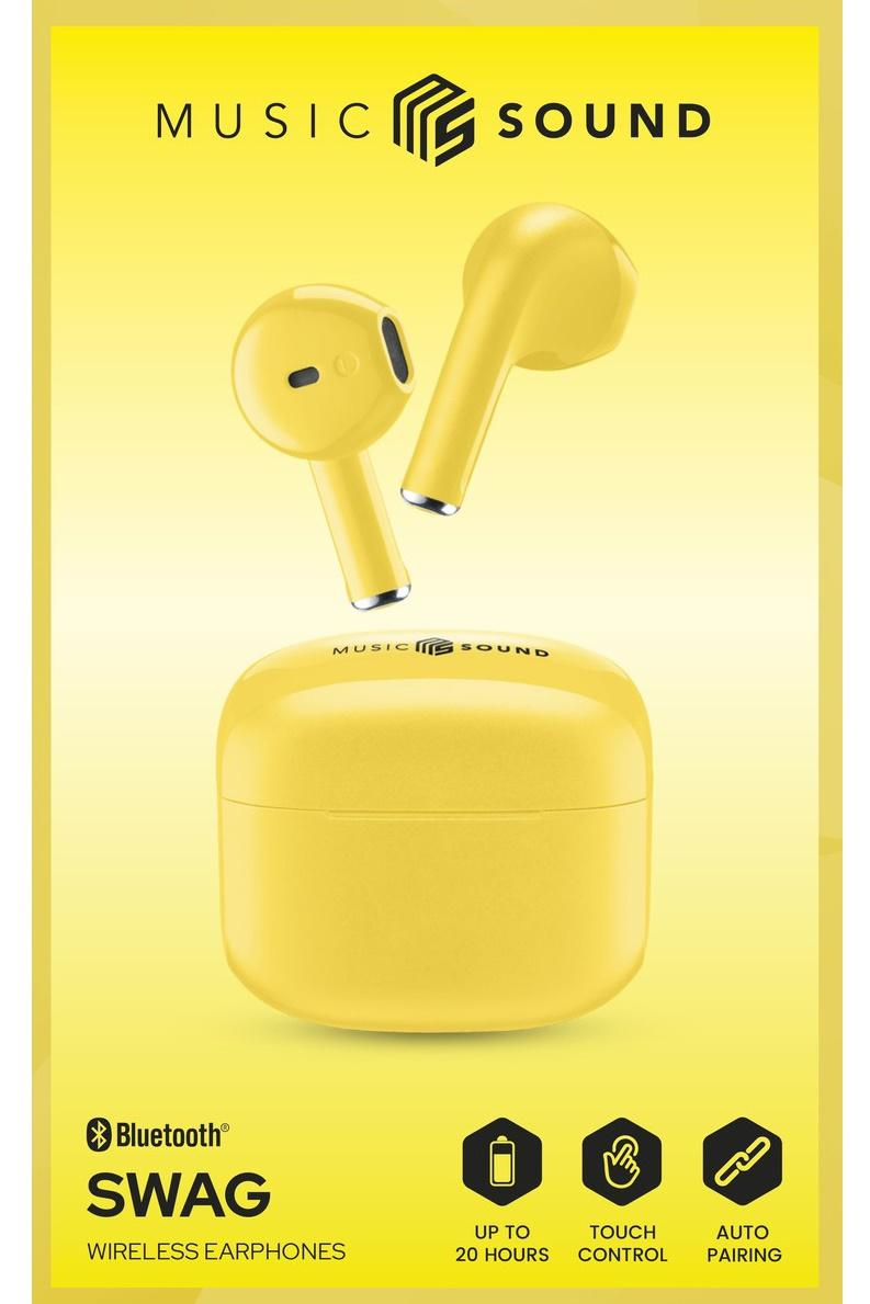 MUSIC SOUND SŁUCHAWKI DOUSZNE TWS CELLULAR LINE SWAG MS Żółte