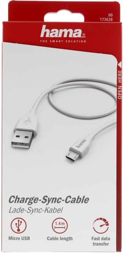 Hama USB - microUSB 1.4m biały