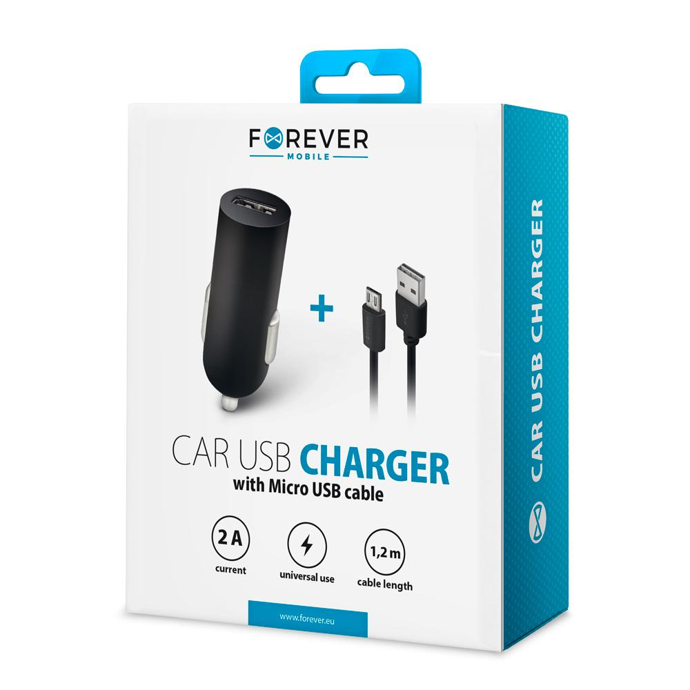 Forever Ładowarka samochodowa Forever 1xUSB 2A M02 + kabel micro-USB