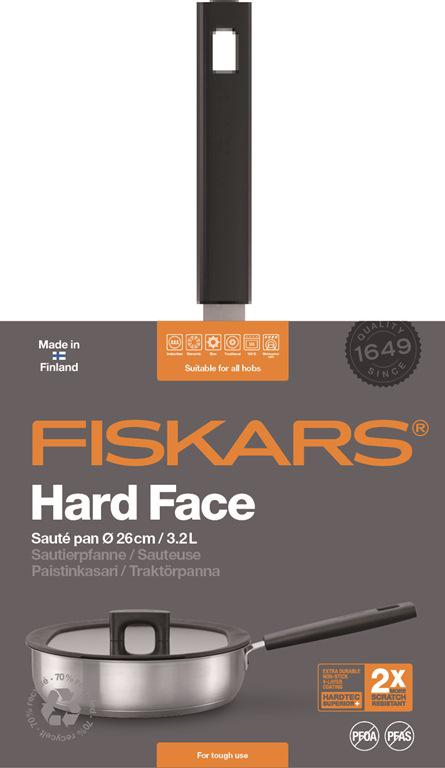 Fiskars Patelnia szefa kuchni 26 cm/2,8 l z pokrywką HARD FACE STEEL