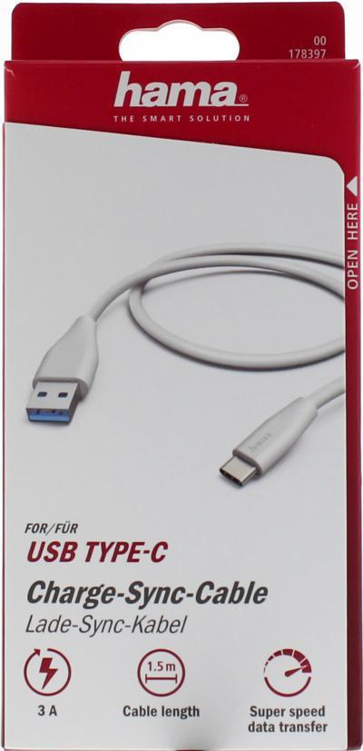 Hama KABEL USB - USB-C 1.5M HAMA biały #