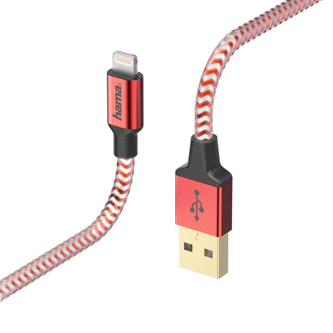 Hama USB-Lightning 1,5M MFI REFLECTED czerwony