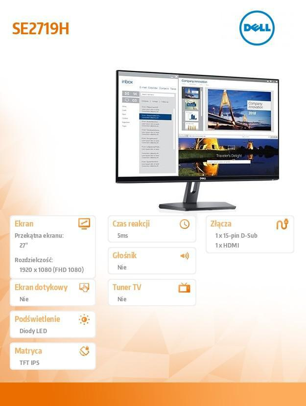 Dell DELL 27'' SE2719H 210-AQKM Czarny