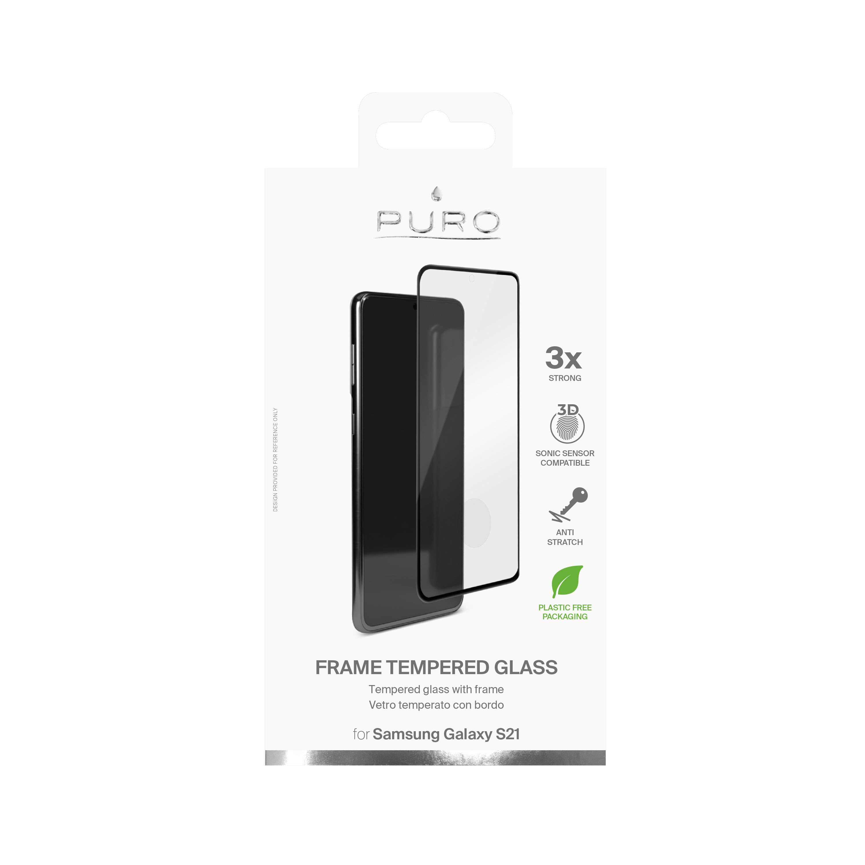 Puro Szkło PURO do Samsung Galaxy S21 (czarna ramka)